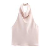 2025 Summer New Silk Hysm Texture Hanging Neck Dress 3203317 Vatry Dress 3210317