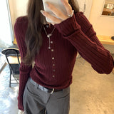 2026 Early Spring Early Winter Temperament Thin Knitted Shirt Women This Year's Popular Korean Design Sense Short Hair