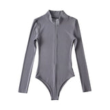 Spring And Autumn Long-Sleeved Blouse Solid Zipper Long-Sleeved New T-Shirt