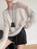 French Half-Empty Sweater Female Korean Version Design Sense Lazy Relaxed Long-Sleeved Knitted Shirt 2026