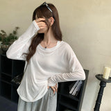 Lazy Sleeveless Sleeveless Vest Long-Sleeved T-Shirt Two Sets Of Women's Spring And Summer New Design Sunscreen Shirt