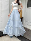 Heavy Industry Design Hook Flower Hollow High Waist Half-Dress Girl Spring And Summer New Sweet Lace Long Skirt