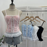 Real Shooting Unique Small Vest With Chest Cushion Three-Dimensional Lace Wearing Rope Slings With Short Sleeveless Top 8162