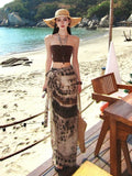 Thai Seaside Holiday Tourism Woman Summer Tset Tie Open Fork Strap With Irregular Skirt Two Sets