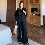 White Loose Lazy Wind Sun Protection Shirt Women Summer Old Money Style Linen Suit Casual Broad Leg Trousers Two Sets