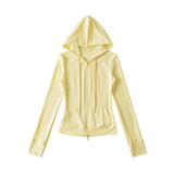 Korean Small Man Standing Thin Hooded Zipper Coat + Loose Feeling Loose Draw Rope Broad Leg Trousers Two Sets Of Women