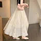 High-Waist Heavy Industry Lace Hollow Fairy Big Swing A-Dress Girl With Sweet A-Word Long Dress 2025 Summer New