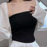 South Korea Spring And Summer With The Basic Solid Color Flat Neck With Chest Cushion Tight Bottom To The Chest Vest T-Shirt Girlins