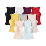 Pure Hot Girl Comic Chest U Collar Vest Women Summer New Wear With Chest Pad Elastic Repair Inside The Top Woman