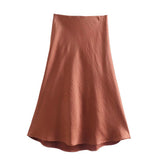 Spring 2025 New Tight Waist Simple Set Solid Color Lirt Solid Color Half Body Skirt
