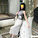 Sweet And Gentle Wind Pink Women's Summer New Korean Lattice Simple Skirt Small Fresh Long Dress