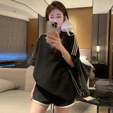 Imitation Cotton Languid Casual Sports Suit Female Summer Students Small Loose Thin Shorts Two-Set