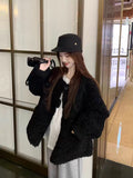Gentle Wind Warm Lamb Wool Coat Women's Winter Korean Lazy Wind Relaxed Black Plush Coat