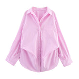 Autumn New Bat Sleeve Loose Striped Shirt 3067105