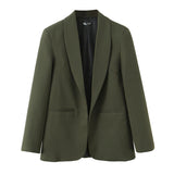 BSK&TRAF Women's Clothing 2025 Autumn New Commuter Style Fashion Green Fruit Collar Suit Jacket