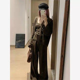 Sweater Set With A Set Of Women's Autumn And Winter New Lazy Loose Knitted Cardigan Temperament Three-Piece Set