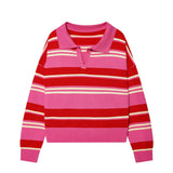 New Casual Loose Striped Knitted POLO Shirt 5536218