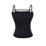 Hottie Style Solid-Colored Body With Chest Pad Sling Vest Women 2026 Summer New Irregular Bottom Short Top