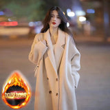 2025 Autumn And Winter New Coat Lady Cashmeal High-Grade French Plus Cotton Thick Imitation Coat Coat Long Model