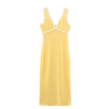 BSK&TRAF Women's Dress 2025 New Retro Style Fashion V-Neckless Dress 5584136