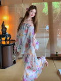 Yunnan Dali Mingmei Out Travel Through Sanya Island To Take Pictures Beautiful Shoulder Broken Flower Dress Seaside Vacation