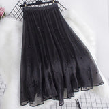 Bright-Faced Lustrous Pearl Mesh Dress New Nail Bead Irregular Fairy Skirt In The Long Half Skirt Women Autumn Winter