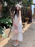 Seaside Holiday Dress Women 2026 Summer New Sweet Three-Dimensional Flowers Fake Two Loose Vest Dress