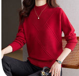 Half-High Collared Sweater Lady Autumn And Winter 2025 New Loose Fashion With Knitted Bottom Shirt Tide