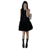 Korean Wearing A Small Black Dress Woman Design Tidaught Cloud Short Skirt Small Ageless Sleeveless Collar Vest Skirt Summer
