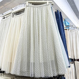 Net Yarn Half Body Cake Skirt Oversized Umbrella Skirt Long Heavy Industry Velvet Wave Point A Font Ponbo Net Yarn Skirt