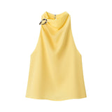 2026 Spring Women's Clothing Tycoon Hanging Neck Texture Sleeveless Small Top 8919911