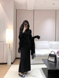 French Temperament Lazy Knitting Two Sets Of Women's Autumn And Winter New Loose Cassette Shawl Vest Vest Dress Suit