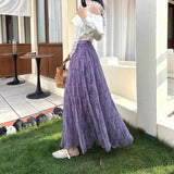 2026 Summer New Pesli Pattern Shun Yin Chiffon Tower Skirt Mid-Scrow Skirt