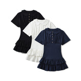 BSKI&TRAF Women's Clothing 2025 Winter New Fashion Lotus Leaf Side Shoulder-Sleeve Doll Collar Dress