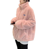 Milk Fufu Small Fragrant Wind Pink Lamb Wool Coat Women Winter Thick Small Senior Plush Collar Baseball Suit