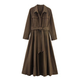 Autumn New Series Of Mandectural Shirt-Style Belt Dress 8622654