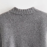 Autumn New Zipper Round Collar Knitted Cardigan Bomber Jacket Jacket