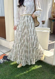 2026 Summer New Pesli Pattern Shun Yin Chiffon Tower Skirt Mid-Scrow Skirt