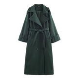 BSK&TRAF Women's Clothing 2025 Winter New Commuter Style Simple With Belt Double Buckle Coat