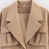 BSK&TRAF Women's Autumn 2025 New Commuter Fashion Three-Pocket Belt Elegant Coat