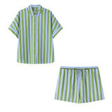 Summer New Striped Loose Shirt 4030320 Shorts 2929320
