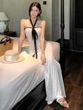 Hottie Style White Hanging Neck Bra Dress Women Summer Slime Sleeveless Dress Body Body-Bossed Dress