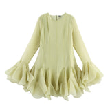 BSK&TRAF Women's Summer 2025 New French Vintage Style Style Laminated Lotus Leaf Punk Dress