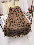 Butterfly Planted Velvet Fairy Net Yarn Half Skirt Dress Dress Women Autumn And Winter Splicing Big Swing 100 Fold Skirts In The Long A-Word Dress