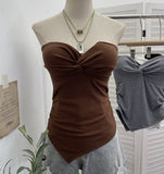 À±bab Kinesi Cross Design Knitted Bra Strap Bra Elastic Short Sleeveless Top 9320