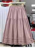 Design Layer Splicing Lace Lace Skirt Dress Half Skirt Women's Autumn And Winter New High-Waisted A-Shaped Skirt