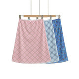Blue Lattice Mesh Dress Girl Korean New Summer Babes Waist Fishtail Ass Skirt