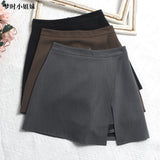 Irregular A-Word Fork High-Waist Skirt Short Skirt Women's Korean Dress Dress Dress 8872