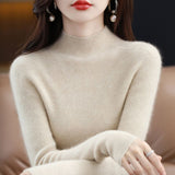 2025 New Knitted Women's Sweater Half-High Collar Bottom Shirt With Autumn And Winter Short Slim Slim Thin Sweater